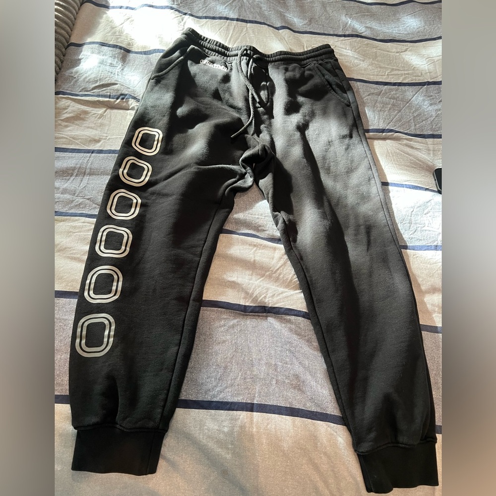 Black Sweatpants with White Accents